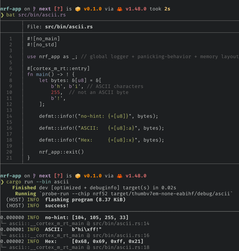 ASCII and hexadecimal display hints