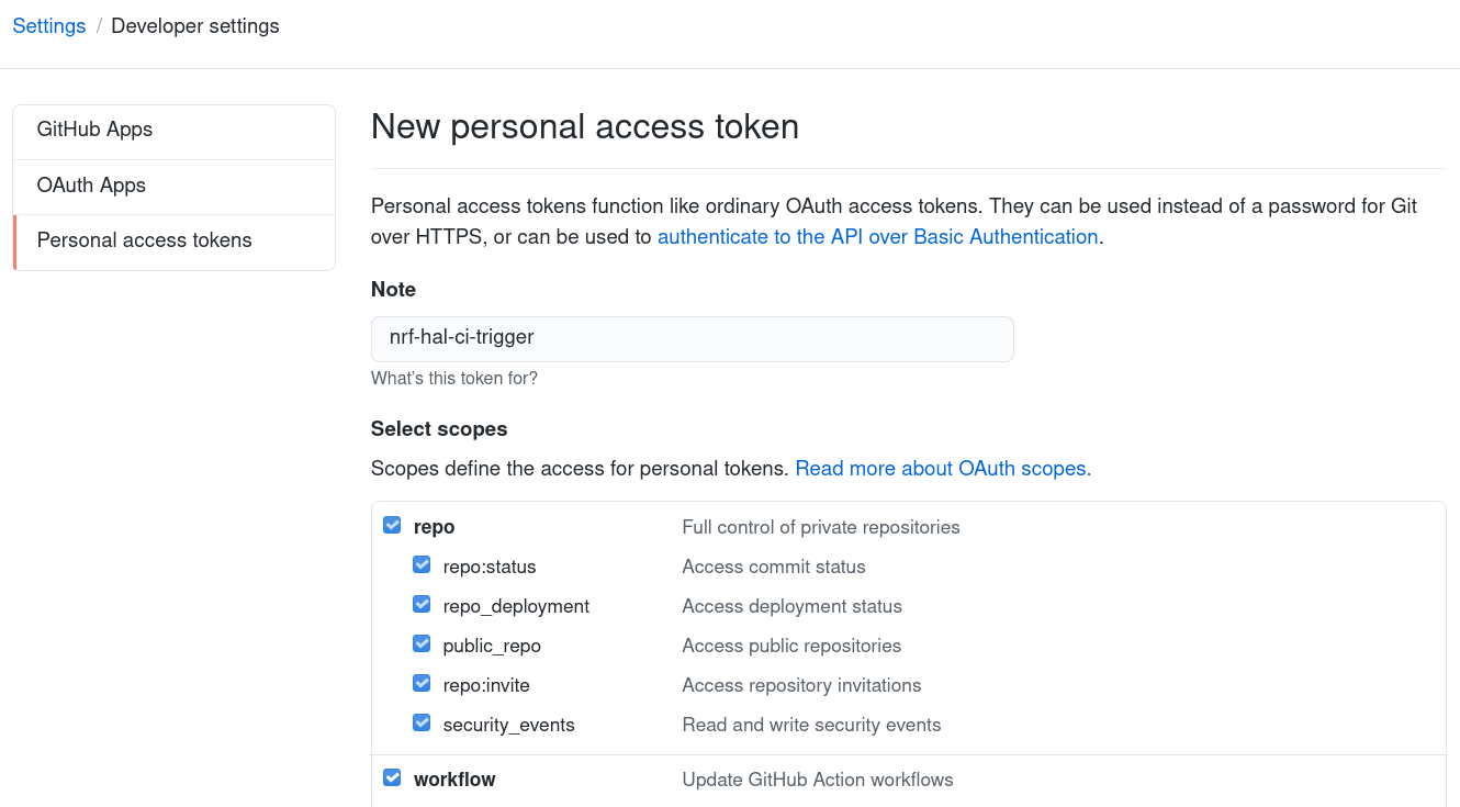 Personal Access Token Secret